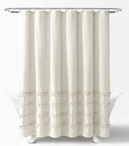 Lush Decor Vintage Stripe Yarn Dyed Cotton Shower Curtain, 72" x 72", Neutral