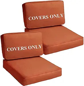 Deep Seating Patio Cushion Set Covers Replacement, Durable Outdoor Cushions Cover, 4Pcs Patio Furniture Cushions Slipcovers with Zipper, 28x28x6, 28x13x6, Spice