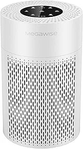 MEGAWISE Smart Air Purifier for Large Rooms up to 1080 sq. ft. | 2022 Updated Version | H13 True HEPA Filter, Smart Air Quality Sensor, Quiet Sleep Mode, Ideal for Pets, Odors, Smoke, Dust (White)