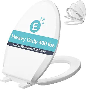 Angol Shiold Elongated Toilet Seat Soft Close & Quick Release White Plastic