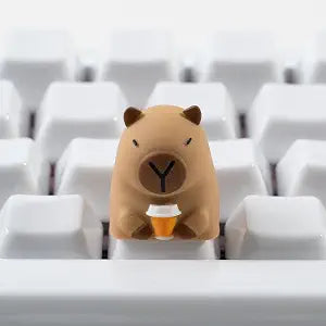 Artisan Keycap Cute Capybara Coffee Resin Keycaps 1U ESC Custom Handmade Keycap Replacement for Mechanical Keyboard