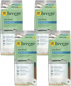 Tidy Cats Breeze Clean Linen Scented Ion Cat Litter Box Pads Refill Pack - 10 CT (Pack of 4)