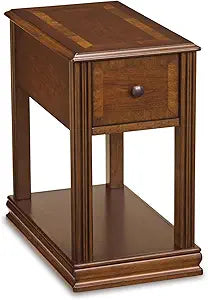 Signature Design by Ashley Breegin Chair Side End Table, 1 Drawer, 1 Fixed Shelf, Veneers, Wood, 13.13" W x 22.13" D x 23" H, Brown