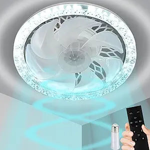 Light Socket Fan with Remote 12, Screw in Socket Fan Light with Dimmable Brightness and Color Temp, Socket Modern Flush Mount Low Profile Ceiling Fan for Bedroom, Small Living Room, Kitchen