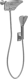 PULSE ShowerSpas 1056-CH-1.8GPM PowerShot Shower System with Air-Infused Curved 8" Multi-Pattern Showerhead and 3-Function Hand Shower, Polished Chrome, 1.8 GPM