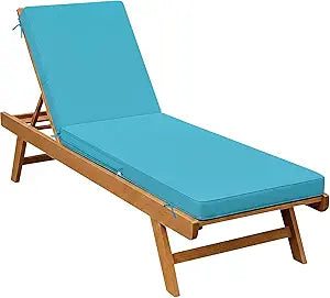 Fabuday Chaise Lounge Chair Cushions for Outdoor Furniture - 72 x 21 x 3 Inch Waterproof Patio Pool Sunbrella Lounger Pads Replacement with Removable Cover, Teal