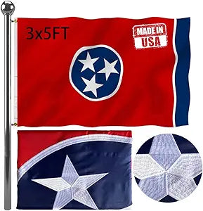Jayus Embroidered Double Sided Tennessee Sates Flags 3x5 FT Outdoor - 340D Heavy Duty 100% Nylon TN Tennessee Flag Banner with 2 Grommets
