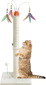 YARUOMY Cat Scratching Post42.5" Tall Heavy Duty Cat ScratcherScratching Posts for Indoor Cats Adult with Interactive Cat Toys Automatic Teaser Wand and Rotating Hanging Balls