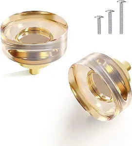 1.38 Inch Champagne Bronze Round Crystal Cabinet Knobs, 8 Pack