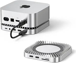 Raycue Mac mini M6, M5 Pro, M4 Dock & Stand with 8T NVMe SSD Enclosure, 2 USB A 10Gbps,10G USB C Data Port, 5G USB A*2, USB-C Charge, SD/TF, Audio