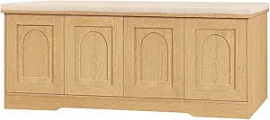DINZI LVJ Shoe Bench, Entryway Storage Bench with Doors, Cushion, 2-Tier Shoe Rack with 8-Cubby, 47.2L x 13.8W Shoe Organizer Cabinet, Adjustable Shelf, Living Room, Bedroom, Natural