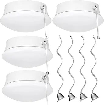 Lightdot 4 Pack 7 Modern LED Ceiling Light with Pull Chain 12W 4000K, 1300lm, 125W E26 Bulb Replacement, Energy Saving Flush Mount Ceiling Lighting for Closets/Bedroom/Corridor