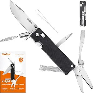 NexTool Knight K30 Axis Lock Folding Pocket Knife, 11-in-1 Multitool with 2.76" 14C28N Steel Blade EDC Knife and G10 Handle, Crossbar Lock Knives for EDC, Camping, Hiking, Survival, Gifts for Men