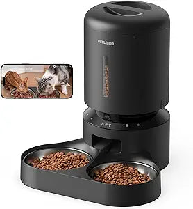 PETLIBRO Automatic Cat Feeder with Camera for Two Cats, 1080P HD Video with Night Vision, 5G WiFi Pet Feeder with 2-Way Audio for Cat & Dog, Low Food & Motion & Sound Alerts, Dual Tray, Black 5L