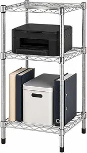 Honey-Can-Do 3-Tier Heavy Duty Adjustable Shelving Unit, 200-lb Per Shelf Stackable Modular Metal Storage Rack, Chrome Wire Shelf, 15 x 14 x 30 in