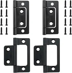 SDTC Tech 4-Pack Non-Mortise Door Hinges Bifold Butt Cabinet Hinges with Screws for Furniture Windows Cupboard etc. - 2 x 0.9 Inch, Black