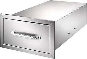 Ryan 14x8.5x23 Inch Outdoor Stainless Kitchen Drawers, 1-Tier Stainless Steel BBQ Drawers, Single Access with Handle for BBQ Island