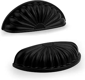 Probrico 20 Pack Matte Black Cabinet Cup Pulls,3 Inch(76mm) Hole Centers Vintage Drawer Pulls Kitchen Hardware for Cabinet Drawer Dresser