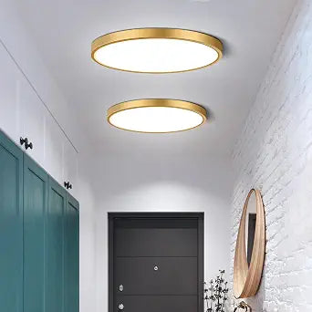 2 Pack 9 Inch LED Ceiling Light Fixture Flush Mount, 18W (180W Equivalent), 1800LM, 5000K Daylight White, IP40, Flat Modern LED Ceiling Lights for Bedroom, Living Room, Bathroom, Stairwell (Gold)