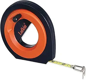 Crescent Lufkin 3/8" x 50m/164' Hi-Viz Orange Speedwinder SAE/Metric Yellow Clad Dual Sided Long Steel Tape - HYT50CME