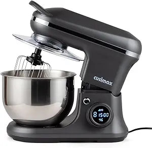 CUSIMAX Stand Mixer, Dough Mixer with Digital Switch Control Timer 15mins & 8-Speed, 5-Quart 650W kitchen Electric Mixer, Tilt-Head with handle, Dough Hook, Wire Whip & Beater, Grey