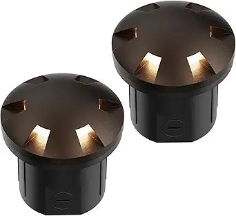 GOODSMANN Landscape Lighting 2PK Low Voltage Well Lights 6 Watt LED 120 Lumen 12V AC In-Ground Lights 3000K Warm White with Cable Connectors (2 Pack)