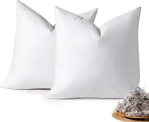 DOWNSTORIA 24x24 Euro Pillow Inserts Pack of 2, Decorative Feather Down Pillows with 100% Coton Cover,Throw Pillow for Bed, Couch and Sofa.