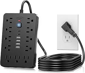 6 FT Flat Plug Surge Protector Power Strip,11 AC Outlets with 6 USB Ports
