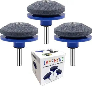 Lawnmower Dull Blade Sharpener, 3 Pcs Mower Sharpening Stone Wheel Kit, Universal Garden Tool Grindstone and Knife Edge Whetstone for Any Power Hand Drills
