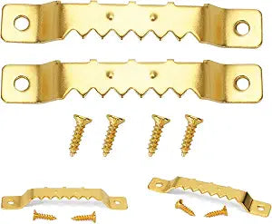 25 Pack Thick Sawtooth Picture Hangers Heavy Duty, Supports 66 lbs, Thickened Sawtooth Hangers for Hanging Heavy Canvas Photos Frame Clock Paintings or Artwork (GoldSupports 66 lbs)
