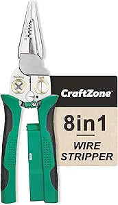 8in1 Wire Stripper Pliers, NonContact Voltage Tester, GreenBlack