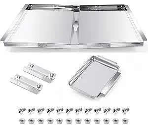 Hiorucet Grease Tray with Catch Pan for Charbroil, Nexgrill, Dyna Glo, Kenmore, BHG, Expert, Backyard, Uniflame, Members Mark, Monument Grill Replacement Parts, Adjustable 30''-36'' Gas Grill Drip Pan