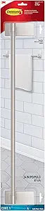 Command Bath Satin Nickel Towel Bar with Water Resistant Command Strips, Bathroom Organizer, 24 in Bar Length Holds up to 10 lbs
