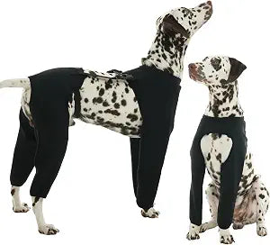 ROZKITCH Dog Sleeves to Prevent Licking for Four Legs, Dog Recovery Suit Provides Elbow Protections, Prevents Pet Leg Wounds from Licking and Biting, Dog Cone Collars Alternative Black 3XL