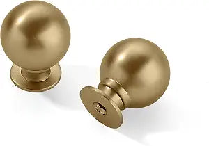 10 Pack 1 Inch Vintage Ball Brushed Brass Cabinet Knobs Kitchen Cabinet Hardware Brushed Gold Drawer Knobs Pulls for Drawers.