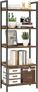 NUMENN Bookshelf, 5 Tier Bookshelves, Home Office Bookcase Shelf Storage Organizer, Free Standing Storage Shelving Unit for Bedroom, Living Room and Home Office, Vintage