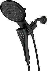 Moen Verso Matte Black Eight-Function 7" Diameter Spray Head Standard with Handshower and 72-inch Hose with Eco Performance, 220C3EPBL