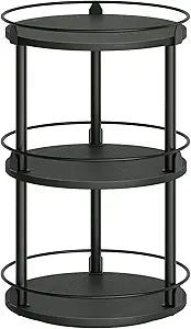 YATINEY 3-Tier Lazy Susan Organizer, Rotating Spice Rack, Spinning Organizer, Industrial Turntable Spice Rack Organizer for Cabinet, Kitchen Countertop, Pantry, Black SR23BK