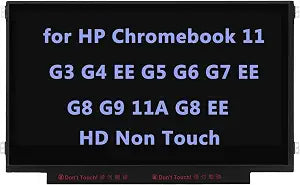 LCD Screen Replacement for HP Chromebook 11 G3 G4 EE G5 G6 G7 G9 11A G8 EE, ProBook G2, Stream Pro Series LCD LED Display Panel HD 30 Pin EDP (Non Touch)