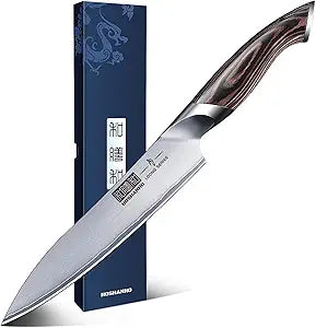 HOSHANHO 6 Inch Kitchen Knife, Ultra Sharp Japanese High Carbon Stainless Steel Chef Knife, Multipurpose Kitchen Utility Knife with Ergonomic Pakkawood Handle