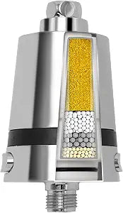 SANYCASA Shower Filter for Hard Water  KDF Filtration System Reduces Chlorine, Heavy Metals & Scale  Improves Skin & Hair Softness  Fits Most Rain & Handheld Shower Heads - (Chrome Polished)
