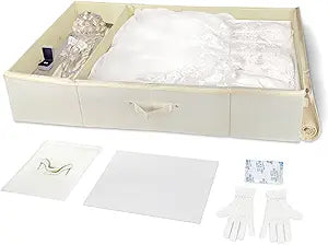 Bridal Essentials Heirloom Shadeable Breathable Wedding Gown Preservation Box - Large Size with Microfiber Gloves Acid-Free Tissue Paper and Dustproof Bag for Wedding Dress