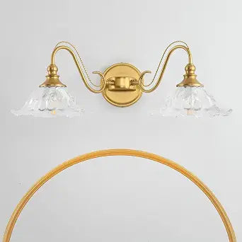 2-Light Bathroom Vanity Light with Clear Glass and Antique Brass