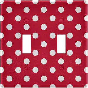 Red Polka Dots Wall Plates, Double Toggle Light Switch Cover Wall Plate 2 Gang, Decorator Light Switch Cover, Standard Size Wall Plates for Bedroom Home Decor