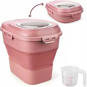 Viretec Cereal Rice Storage Containers, 20 to 50Lbs Collapsible Dry Food Dispenser Bins with Airtight Flip Lid Rolling Wheel, Kitchen Pantry to Store Sugar Flour, Dog Pet Cat Food Holder Container