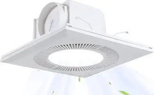 Bathroom Exhaust Fan with Light DC Energy-Saving Bathroom Ventilation Fan, Ceiling Mount Vent Fan with LED Light 6000K for Home/Bath/Office (white)