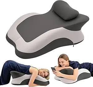 Memory Foam Ergonomic Wedge Pillow, Squat Pillow, Prone Pillow for Sleeping, Reading Pillow for Bed, Ideal for Massage, with Removable Cover, Back Support, Multi-Functional Memory Foam (Grey)