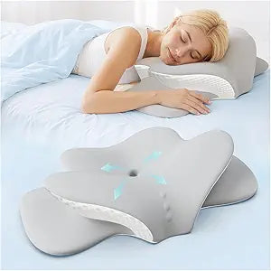 Cooling Cervical Neck Pillow for Sleeping, Ergonomic Memory Foam Pillows for Neck Support & Pain Relief, Odorless Adjustable Orthopedic Bed Pillows for Side Back Stomach Adults Sleepers