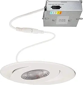 WAC Lighting Lotos 6in LED Round Adjustable Recessed Light 5-CCT Selectable 15W 1,350 Lumens IC-Rated Airtight 120V-277V Universal in White 2-HR Fire Rated