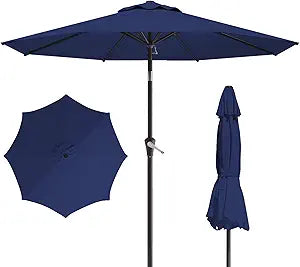 10FT Patio Umbrella, Outdoor Umbrella with Push Button Tilt and Crank, 8 Sturdy Ribs, UV Protection & Waterproof Market Umbrella for Pool, Backyard, Beach,Deck